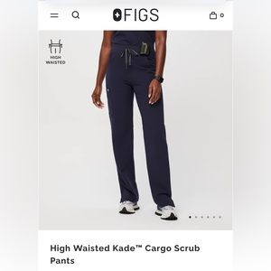 Figs Women’s Navy Kade High Waisted Petite Cargo Scrub Pants, Small Petite